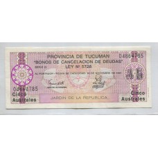 ARGENTINA EC. 105 BONO BILLETE DE EMERGENCIA TUCUMAN